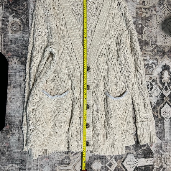 Free People Montana Cable Cotton Cardigan Size M - Picture 8 of 9